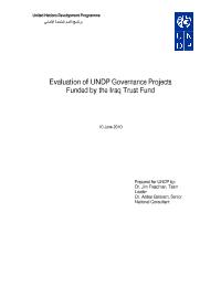 Evaluation of UNDP Governance Projects Funded by the Iraq Trust Fund