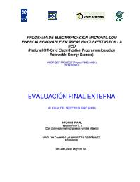 Terminal Evaluation of the Program Off-Grid Electrification in Rural Areas