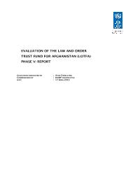 Evaluation of Law and Order Trust Fund for Afghanistan