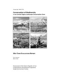 Conservation of Biodiversity in Central Zagros Landscape Conservation Zone