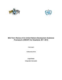 Mid-Term Review of the United Nations Development Assistance Framework (UNDAF) for Swaziland, 2011-2015