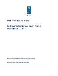 Partnership for Gender Equity Project - Mid Term Review