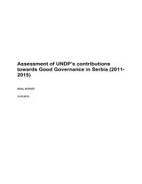 Assessment of UNDP?s contributions towards Good Governance in Serbia (2011-2015)