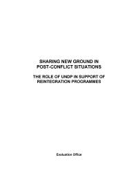 Sharing New Ground in Post-Conflict Situations