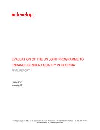 EVALUATION OF THE UN JOINT PROGRAMME TO ENHANCE GENDER EQUALITY IN GEORGIA