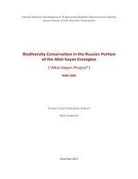 Biodiversity Conservation in the Russian Portion of the Altai-Sayan Ecoregion