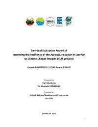Final Evaluation - Improving the Resilience of the Agriculture Sector in Lao PDR to Climate Change Impacts