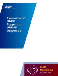 Evaluation on UNDP support for the UNDAF outcome (Disaster Risk Reduction, Adaptation to Climate Change, Environment)