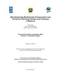 UNDP/GEF project "Mainstreaming Biodiversity Conservation into Territorial Policies and Practices" final evaluation