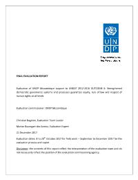 Evaluation of UNDP Mozambique support to UNDAF 2012-2016 Outcome 6: Strengthened democratic governance systems and processes