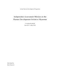 Independent Assessment of the UNDP Human Development Initiative in Myanmar 2012