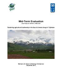 Mid-term evaluation for PIMS 3647 "Sustaining agricultural biodiversity in the face of climate change in Tajikistan"
