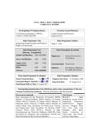 Final Evaluation of Conditional Cash Transfer (Supporting Gender Equality and Women?s Rights in Timor-Leste)