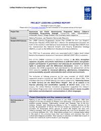Project Lessons-Lerned Report (Governance and Public Administration Programme Sekong- Citizen's Information Programme)