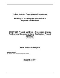 Final Evaluation of the Renewable Energy Technology Development and Application Project (RETDAP)