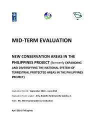 Midterm Evaluation Expanding and Diversifying the National System of Terrestial Protected Areas in the Philippines