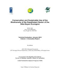 Conservation and sustainable usage of the biological diversity of the Kazakhstani part of Altai Sayan ecoregion