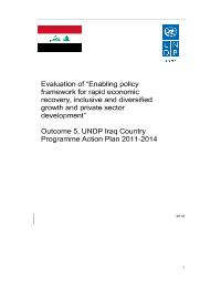 UNDP Outcome Evaluation on 'Enabling policy and regulatory environment in place for rapid economic recovery, inclusive growth and economic diversification'
