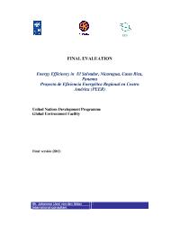 Final Evaluation of the Project on Energy Efficiency in Central America