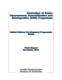 Evaluation of the  integration component of the Multi Year Sudan DDR