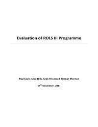 Evaluation of ROLS III Programme