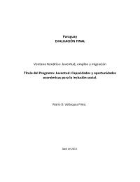Evaluación Final del MDGF Juventud, migración y empleo - Paraguay