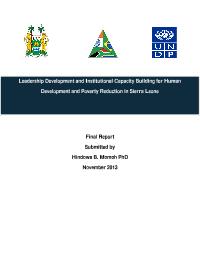 Leadership Development and Institutional Capacity Building for Human Development and Poverty Reduction in Sierra Leone