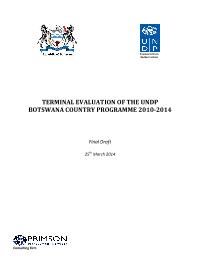 Evaluation of UNDP Botswana Country Programme: (2010-2014)