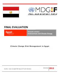Final evaluation of the MDG-F joint programme: Climate Change Risk Management in Egypt