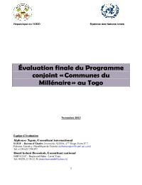 Évaluation finale du Programme conjoint « Communes du Millénaire » au Togo