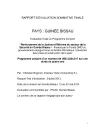 Evaluation finale du Projet MDG «Renforcement de la Justice et Réforme du Secteur de la Sécurité en Guinée Bissau»