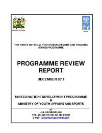 Kenya National Youth Development and Training Programme