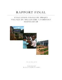 Evaluation finale du projet Initiative du Village du Millénaire à Madagascar