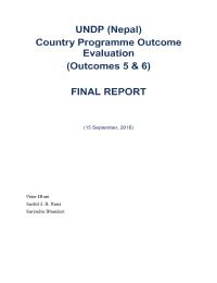 UNDP Country Program Outcome evaluation (5&6) National and sub-national governance reform
