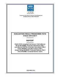 Evaluation finale du CPAP 2013-2017