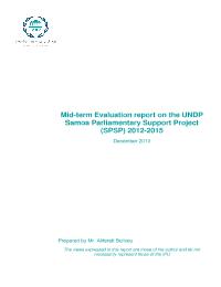 Outcome Two Evaluation :Samoa Parliamentary Support Project (SPSP) & Vaitele Urban Governance