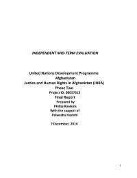 Mid-term Evaluation of Justice and Human Rights in Afghanistan (JHRA) Phase-II