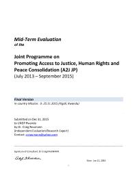 Mid Term Programme Evaluation  Access to Justice, human rights and peace consolidation