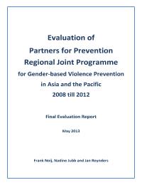 Evaluation of Partners for Prevention: Regional Joint Programme for Gender-Based Violence Prevention in Asia and the Pacific