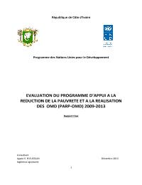 Evaluation finale du Programme d'Appui à la Réduction de la Pauvreté et à la Réalisation des OMD
