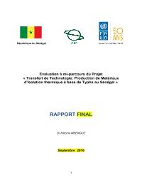 Evaluation mi-parcours du projet Transfert de Technologie: Production de Matériaux d'Isolation thermique à base de Typha au Sénégal