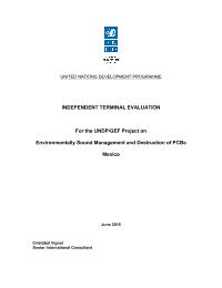 Terminal Evaluation; Environmentally Sound Management and Destruction of PCBs
