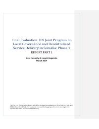 Final Evaluation: UN Joint Program on Local Governance and Decentralised Service Delivery in Somalia
