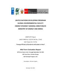 Evaluacion Intermedia del Proyecto Energy Efficiency Standards and Labels in Peru