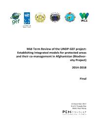 Mid-term Evaluation of the project "Establishing integrated models for protected areas and their co-management in Afghanistan"