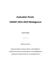 Evaluation finale de l'UNDAF 2015-2019