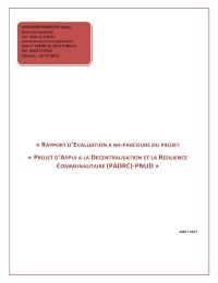 Evaluation à mi-parcours du "Programme d'Appui à la Décentralisation et la Résilience Communautaire (PADRC)".