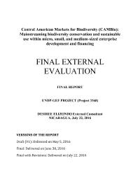 Final Evaluation: Central American Markets for Biodiversity (CAMBio): Mainstreaming biodiversity conservation and sustainable use within micro, small, and medium-sized enterprise development and financing