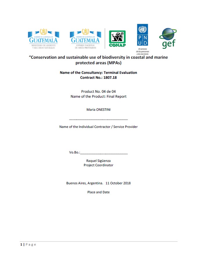 Final Evaluation  Conservation and sustainable use of biodiversity in coastal and marine protected Areas (MPAs)