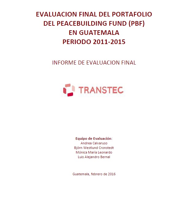 Final evaluation Peace Building Fund Priority Plan Evaluation.